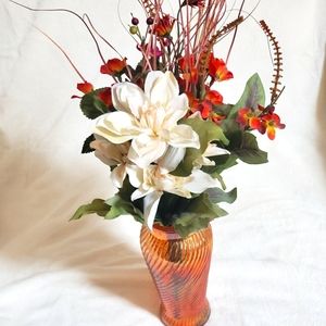 VINTAGE Peach Lustre/Marigold Carnival glass vase